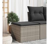 KMUNGDWG Tabouret de jardin gris avec coussin, en polyrotin, 55 x 55 x 37 cm, avec sac imperméable, coussin d'assise rembourré épais avec housse amovible et lavable, revêtement en poudre