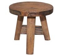 KMUNGDWG Tabouret fabriqué à la main en bois d'acajou massif, robuste et durable, avec un look vintage authentique, unique grâce aux variations de couleurs naturelles, supporte jusqu'à 110 kg.