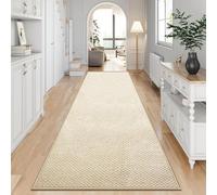 KMVIZI Tapis Couloir 70x240cm, Chenille Tapis Cuisine Devant Evier, Rug Antidérapant et Lavable, Rug de Passage Facile à Nettoyer pour Couloir, Buanderie, Salle de Bains, Beige