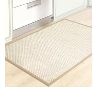 KMVIZI Tapis Cuisine 50x80cm, Chenille Tapis Cuisine Devant Evier, Antidérapant et Lavable, Facile à Nettoyer pour Couloir, Buanderie, Salle de Bains, Passage, Beige