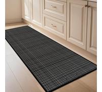 KMVIZI Tapis Cuisine Devant Evier 45x150cm, Jute Tapis de Passage, Tapis Couloir Antidérapant et Lavable Dos en Caoutchouc, pour Couloir, Buanderie, Salle de Bains, Noir