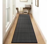 KMVIZI Tapis Cuisine Devant Evier 50x180cm, Jute Tapis de Passage, Tapis Couloir Antidérapant et Lavable Dos en Caoutchouc, pour Couloir, Buanderie, Salle de Bains, Noir