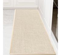 KMVIZI Tapis de Cuisine Devant Evier 50x120cm, Trame Croisée Tapis Cuisine Antidérapant et Lavable, Passage Facile à Nettoyer pour Couloir, Buanderie, Salle de Bains, Beige