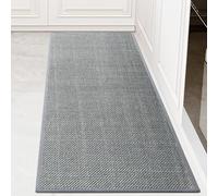 KMVIZI Tapis de Cuisine Devant Evier 50x120cm, Trame Croisée Tapis Cuisine Antidérapant et Lavable, Passage Facile à Nettoyer pour Couloir, Buanderie, Salle de Bains, Gris