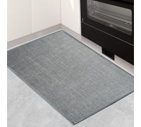 KMVIZI Tapis de Cuisine Devant Evier 50x80cm, Trame Croisée Tapis Cuisine Antidérapant et Lavable, Passage Facile à Nettoyer pour Couloir, Buanderie, Salle de Bains, Gris