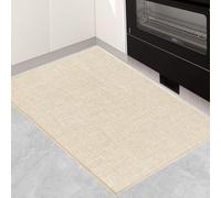KMVIZI Tapis de Cuisine Devant Evier 50x80cm, Trame Croisée Tapis Cuisine Antidérapant et Lavable, Passage Facile à Nettoyer pour Couloir, Buanderie, Salle de Bains, Beige