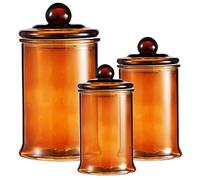 KMwares Lot de 3 petits bocaux d'apothicaire en verre de qualité supérieure avec couvercles - Accessoires de salle de bain - Boîtes de rangement pour boules de coton/cotons-tiges, éponges de