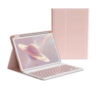 KMXDD Étui avec clavier coloré pour iPad 10e/9e/8e/7e génération, iPad Air 5e 4e génération Pro 10,5" 11" avec clavier coloré amovible sans fil Bluetooth (iPad Mini 6e génération, rose)