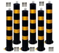 KMXNSJZS Borne De Sécurité Amovible avec Manchon D'Encastrement, en Acier Jaune, avec Boulons d'ancrage Et Cadenas, pour Zones À Forte Circulation, Lot De 6, 80 Cm / 31,5 Pouces.