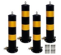 KMXNSJZS Borne De Sécurité Amovible avec Manchon D'Encastrement, en Acier Jaune, avec Boulons d'ancrage Et Cadenas, pour Zones À Forte Circulation, Lot De 4 (50 Cm / 19,6 Po).