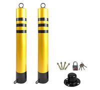 KMXNSJZS Borne De Sécurité, Balise De Signalisation Routière, Tube en Acier Galvanisé, Revêtement en Poudre Jaune, Poteau De Barrière pour La Gestion du Trafic, 600 X 76 Mm / 24 X 3 Pouces