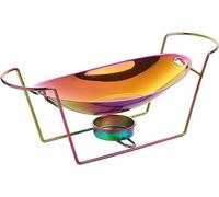 KMXNSJZS Ensemble Réchaud en Acier Inoxydable 304 avec Bac À Aliments Et Support pour Combustible, 1,5 L, D