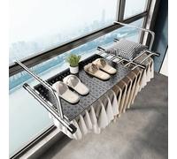 KMXNSJZS Étendoir À Linge Mural Extensible en Acier Inoxydable pour Balcon Et Salle De Bain, Résistant Et Durable, avec Fixation pour Radiateur, Plaques Noires, 68 Et 120 Cm.