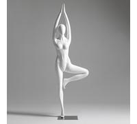 KMXNSJZS Mannequin de yoga en fibre de verre pour femme - Support de torse réaliste pour magasins de vêtements - Blanc