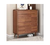 KMXNSJZS Meuble à chaussures pour entrée avec porte et tiroir, armoire à chaussures d'entrée robuste avec cadre en bois massif, zapatero à chaussures debout pour entrée, couleur noyer 90 x 37,8 x 102