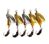 KMYZQDV Lot de 5 leurres de pêche à la truite sans ardillon avec crochet unique pour pêche en rivière, saumon, ruisseau, bar et brochet, pour pêche en eau douce