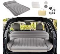 KMZ Matelas Gonflable épais pour SUV Double Flocage - Matelas de Camping Portable amélioré - Lit de Voyage Gonflable Confortable avec Pompe Externe et 2 oreillers (Blanc cassé et Gris Clair)