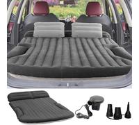KMZ Matelas gonflable pour SUV épais et double face floqué avec 2 oreillers et pompe électrique Coussin mobile dédié pour coffre de SUV et siège arrière (gris foncé)