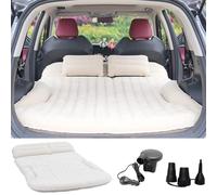 KMZ Matelas Pneumatique éPaissi Et Flocage Double Face Lit De Camping De Voyage Coussin Mobile DéDié éTendu ExtéRieur pour SièGe ArrièRe SUV (Beige Et Café)