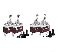 KN3C-101 Lot de 4 interrupteurs à bascule SPDT 15 A 250 VAC avec levier en métal et bornes à vis pour applications polyvalentes, rouge, 57 x 29 x 16 mm