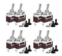 KN3C-101 Lot de 8 interrupteurs à bascule SPDT 15 A 250 VAC avec levier en métal et bornes à vis pour applications polyvalentes, rouge, 57 x 29 x 16 mm