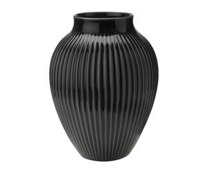 Knabstrup Keramik Vase strié Knabstrup 20 cm Noir