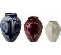 Knabstrup Mini-Vasen Set Ripple 3-tlg., Keramik, Berry, Sand, Dark Blue, 11 cm, K1243-1