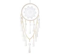 Knadgbft Attrape-rêves en macramé avec boules de cheveux naturelles