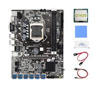 Knadgbft B75 ETH Carte mère 12 PCIE vers USB + G1620 CPU + câble de commutation + câble SATA + graisse thermique + carte mère B75