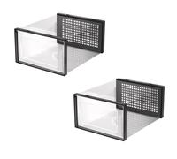 Knadgbft Boîte de rangement pour chaussures, transparent, en plastique rigide, empilable, réutilisable, durable, facile à utiliser, noir