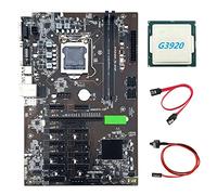 Knadgbft Carte mère B250 BTC Miner avec processeur G3920 ou G3930 + câble SATA + câble de commutation 12 x fente pour carte graphique LGA 1151 DDR4 USB3.0 pour BTC