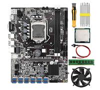 Knadgbft Carte mère B75 BTC Mining G530/G630 CPU + 8 Go de RAM DDR3 + ventilateur + tournevis + ligne de commutation 12 ports USB 3.0 GPU LGA1155 DDR3 SATA3.0
