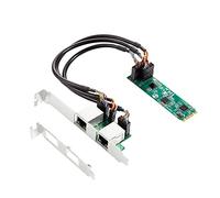 Knadgbft Carte réseau M.2 vers double port 2,5 G Ethernet NIC 2 ports RJ45 B Key et M Key 2500 Mbps RTL8125B Chipset pour jeux vidéo