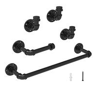 Knadgbft Ensemble de porte-serviettes de salle de bain en forme de tuyau industriel, kit de porte-serviettes mural de style rustique et rustique, noir