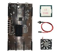 Knadgbft ETH80 B75 BTC Carte mère minière + processeur I3 2100 + ventilateur de refroidissement + câble 8XPCIE 16X LGA1155 Support 1660 2070 3090 Carte graphique