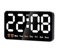 Knadgbft Horloge murale numérique, 22,9 cm, affichage numérique LED avec 12/24h, grands chiffres, petite horloge murale silencieuse, facile à utiliser, 21,5 x 3 x 11 cm (blanc)