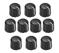 Knadgbft Lot de 10 boutons de contrôle de potentiomètre pour guitare électrique - Boutons de tonalité - Noir - Type D - 6 mm