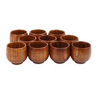 Knadgbft Lot de 10 tasses en bois pour café, thé, bière, jus, lait