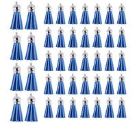 Knadgbft Lot de 100 porte-clés à pampilles en cuir synthétique - Pendentifs décoratifs pour loisirs créatifs (bleu)