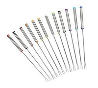 Knadgbft Lot de 12 fourchettes à fondue en acier inoxydable avec poignée résistante à la chaleur (couleur aléatoire)