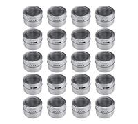 Knadgbft Lot de 20 boîtes à épices magnétiques en acier inoxydable avec couvercle transparent