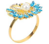 Knadgbft Lot de 6 ronds de serviette bleus pour la Saint-Valentin, ronds de serviette exquis en forme de cygne avec strass bleus, décoration de table