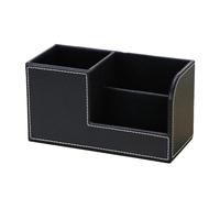 Knadgbft Organiseur de bureau en cuir, support de fournitures de bureau, boîte de rangement pour cartes de visite, stylo, crayon, télécommande, durable, 20 x 9 x 11 cm, A