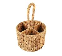Knadgbft Organiseur de couverts, porte-ustensiles, porte-couverts en jacinthe d'eau tissé à la main pour comptoir avec poignée