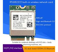 Knadgbft RTL8822CE Carte réseau sans fil 2,4 G/5 G double bande Gigabit Wifi Bluetooth 5.0 M.2 NGFF Interface Wifi Module sans fil