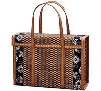 Knadgbft Sac de rangement pliable en osier avec poignée pour fruits, courses, nourriture, panier en bambou