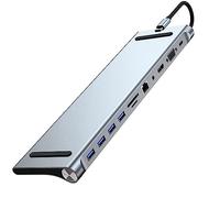 Knadgbft Station d'accueil 11 en 1 type C Hub USB 3.0 Splitter Multiport Adaptateur 4K Compatible RJ45 SD/TF VGA PD Audio Support pour ordinateur portable