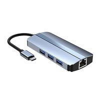 Knadgbft Station d'accueil USB C 6 en 1 type C USB HUB USB 3.0 RJ45 1000 Mbps lecteur de carte SD TF PD 100 W - Compatible avec chargeur