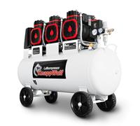 KnappWulf Compresseur silencieux KW6100 10 bar 100 l 230 V 3300 W sans | 754 l/min avec séparateur d'eau, réducteur de pression, robinet de vidange de condensation, compresseur d'air comprimé