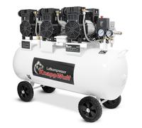 KnappWulf KW2200 Compresseur d'air silencieux 8 bar Compresseur d'air comprimé Compresseur d'air 100 l Chaudière 3300 W 590 l/min Sans huile Avec séparateur d'eau Réducteur de pression Robinet de